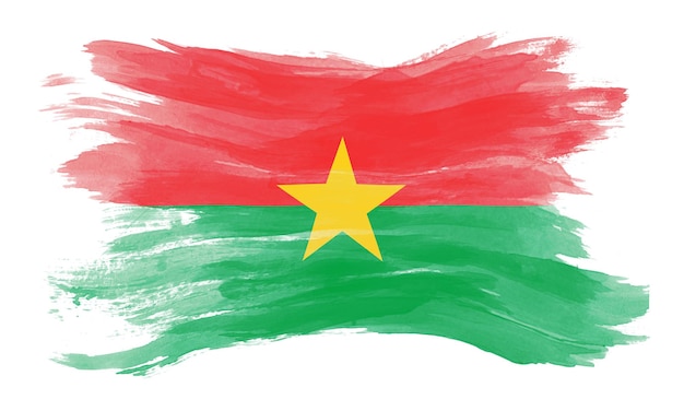 Trazo de pincel de bandera de Burkina Faso, bandera nacional sobre fondo blanco