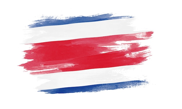 Trazo de pincel de bandera de costa rica, bandera nacional sobre fondo blanco