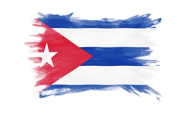 Trazo de pincel de bandera de Cuba, bandera nacional sobre fondo blanco