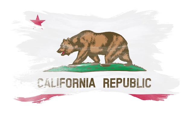 Trazo de pincel de la bandera del estado de California, fondo de la bandera de California