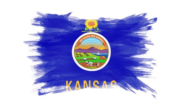 Trazo de pincel de la bandera del estado de Kansas, fondo de la bandera de Kansas