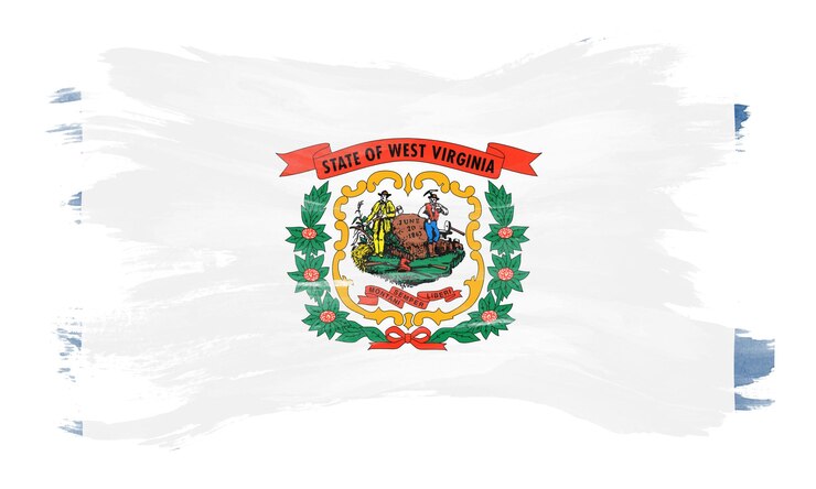Foto trazo de pincel de la bandera del estado de virginia occidental, fondo de la bandera de virginia occidental