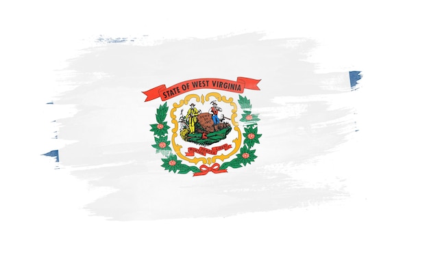 Trazo de pincel de la bandera del estado de Virginia Occidental, fondo de la bandera de Virginia Occidental