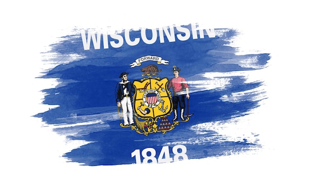 Trazo de pincel de la bandera del estado de Wisconsin, fondo de la bandera de Wisconsin