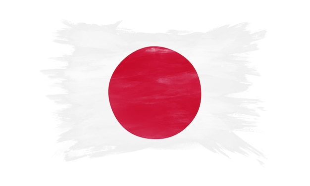 Trazo de pincel de bandera de Japón, bandera nacional sobre fondo blanco