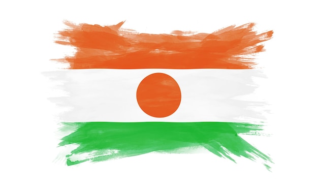 Trazo de pincel de bandera de Níger, bandera nacional sobre fondo blanco
