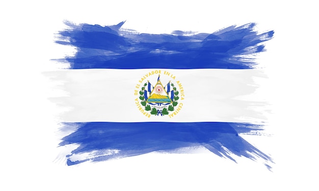 Trazo de pincel de bandera de El Salvador, bandera nacional sobre fondo blanco