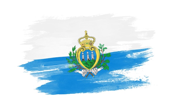 Trazo de pincel de bandera de San Marino, bandera nacional sobre fondo blanco