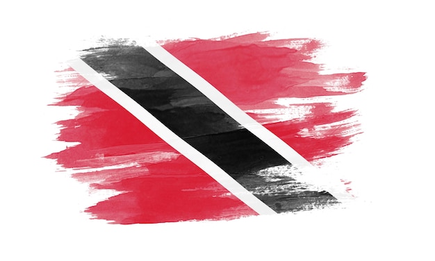 Trazo de pincel de bandera de Trinidad y Tobago, bandera nacional sobre fondo blanco