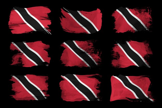 Trazo de pincel de bandera de Trinidad y Tobago, bandera nacional sobre fondo negro
