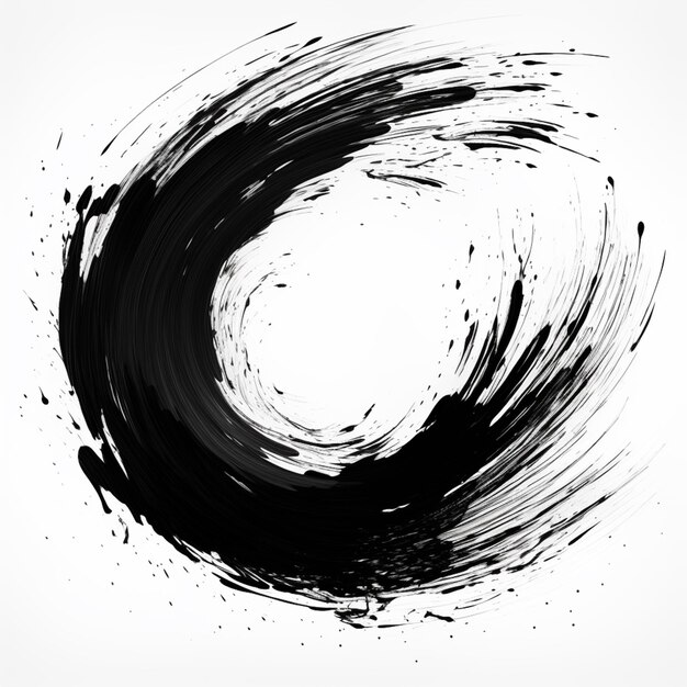 un trazo de pincel circular en blanco y negro sobre un fondo blanco ai generativo