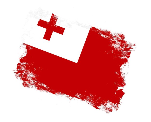 Trazo pincel pintado bandera de tonga sobre fondo blanco