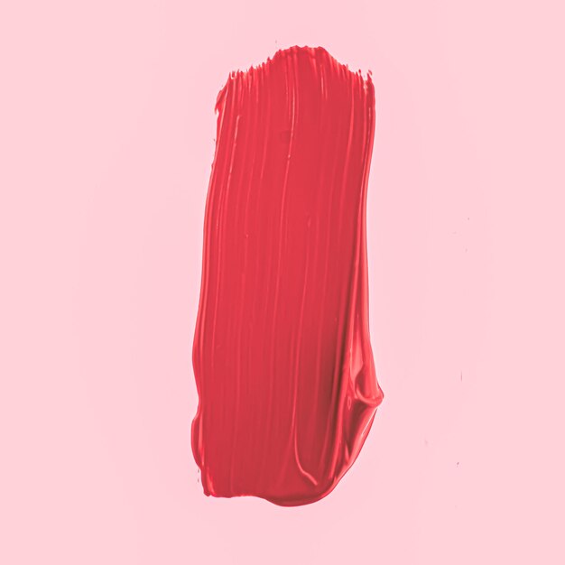 Trazo de pincel rojo o mancha de maquillaje primer plano cosméticos de belleza y textura de lápiz labial