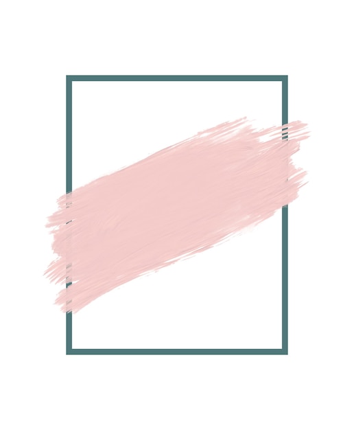 Trazo de pincel rosa pastel aislado en blanco Espacio de copia de plantilla de cosméticos de maquillaje enmarcado