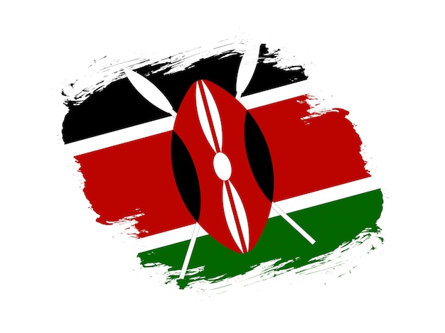 Trazo pincel textura bandera de kenia sobre fondo blanco