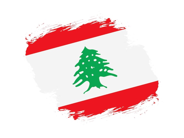 Trazo pincel textura bandera de líbano sobre fondo blanco