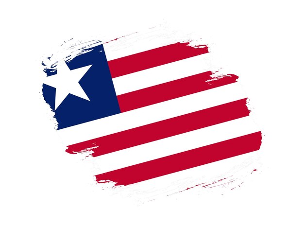 Foto trazo pincel textura bandera de liberia sobre fondo blanco