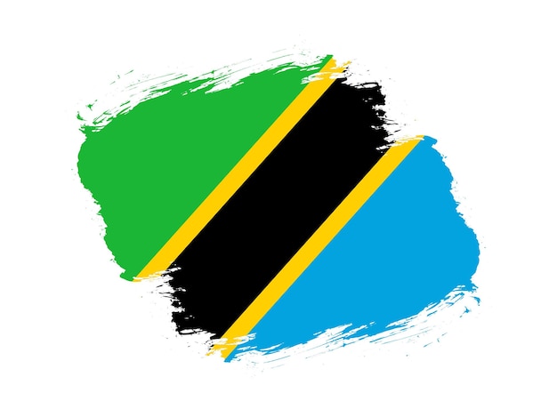 Trazo pincel textura bandera de tanzania sobre fondo blanco