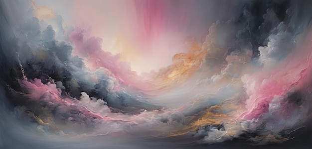 Los trazos de fondo de una nube de pintura brillante en colores rosados y oscuros