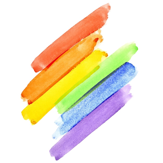 Trazos de pincel de acuarela arco iris pintado (bandera del orgullo gay)