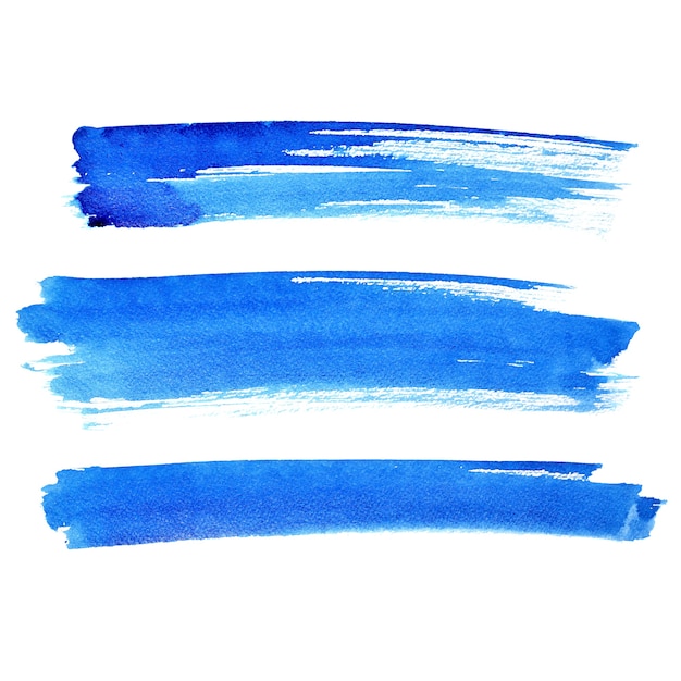 Trazos de pincel azul aislados sobre el fondo blanco - ilustración de trama