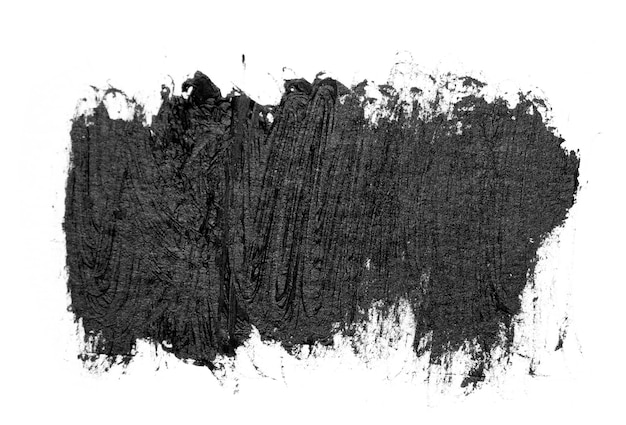 Trazos de pincel negro pinturas al óleo sobre papel blanco aislado sobre fondo blanco.