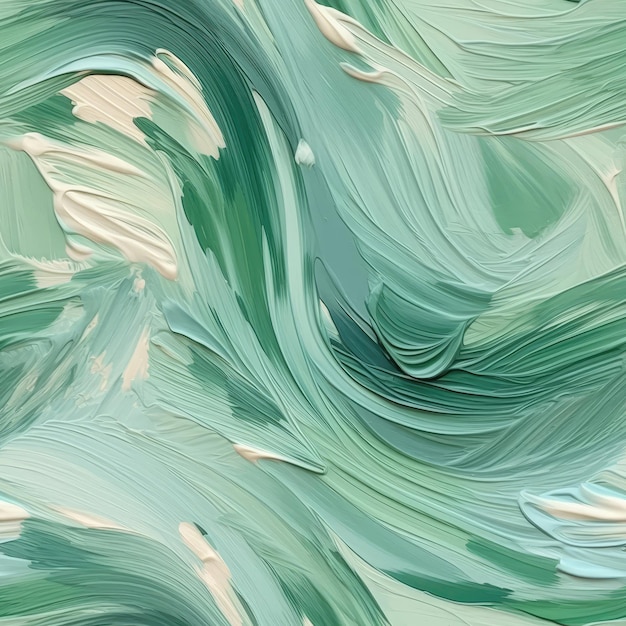 Trazos de pintura al óleo de color menta pálido sobre lienzo Fondo transparente AI generativa