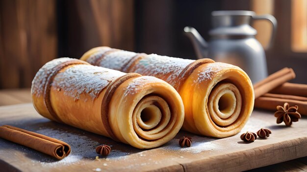 Trdelnik checo con pastel de canela y vainilla