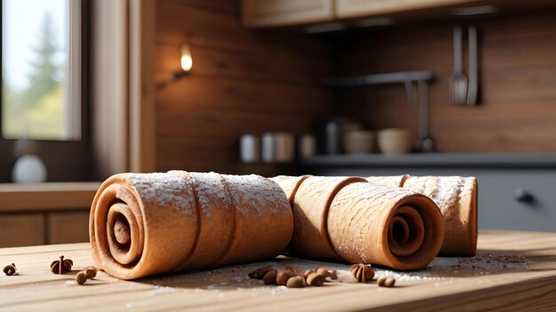 Foto trdelnik checo con pastel de canela y vainilla