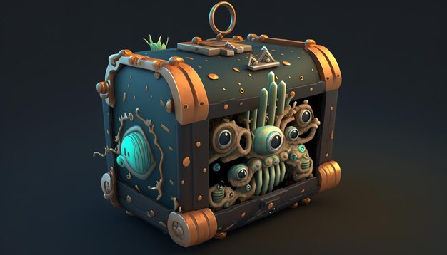 Treasure_box_deep_sea_old_ship_cartoon_characterGeneratiIA generativa