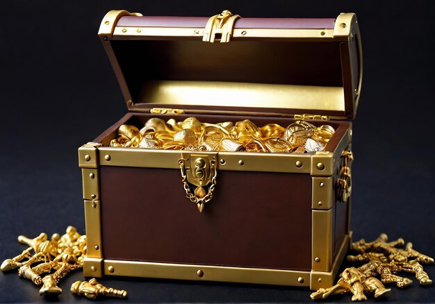 Foto treasure chest in the cave with gold background