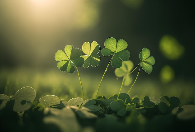 trébol en el suelo. Día de San Patricio. Día de la Tierra. fondo del día de san patricio.