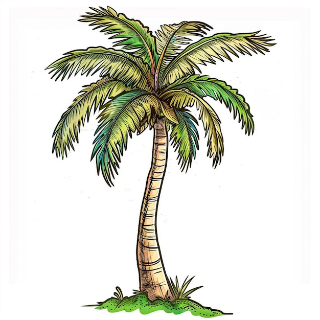 Foto tree palm beach illustrator icono aislado estilo de dibujos animados contenido del juego