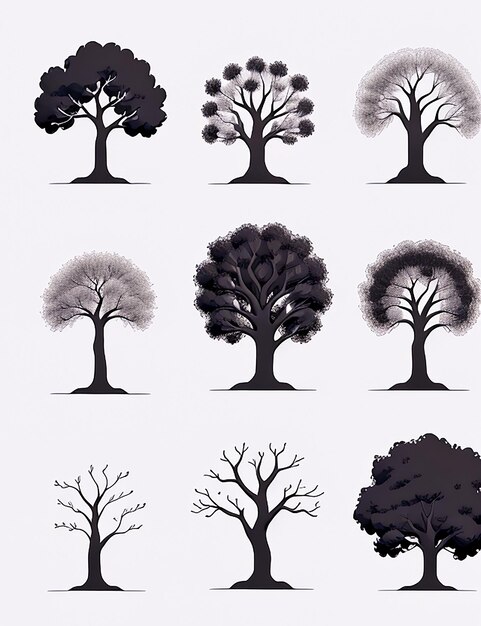 Foto tree silhouette collection generate by ai