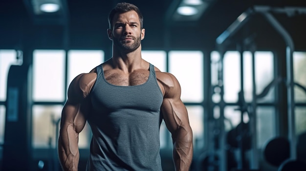 Foto treinador de fitness masculino construção muscular definição muscular