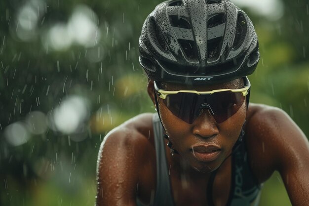 Treinamento de ciclistas determinados na chuva com IA gerada