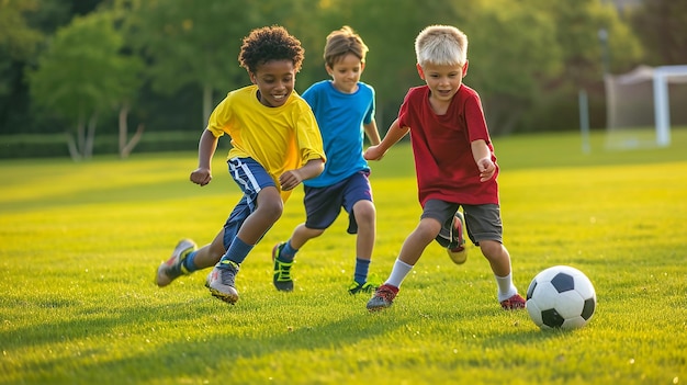 Foto treinamento de futebol para crianças