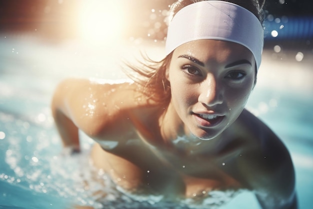 Foto treinamento de nadador em piscina