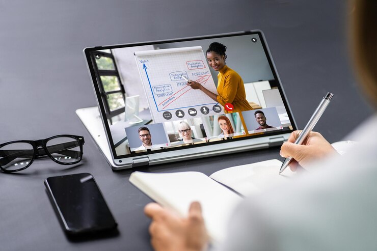 Foto treinamento em videoconferência virtual on-line