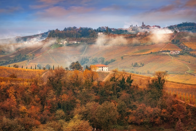 Treiso no outono, langhe, piemonte, itália