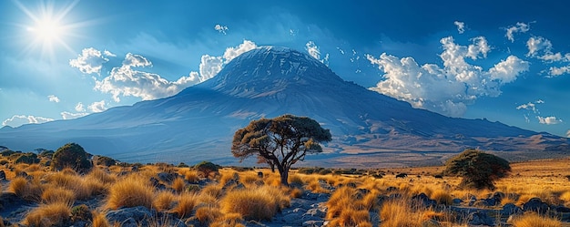 Foto trekking para a base do monte kilimanjaro papel de parede