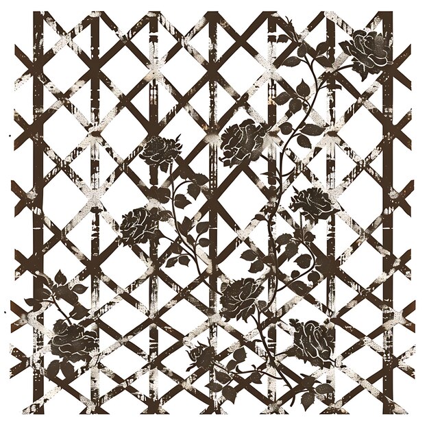 Foto trellis rústico hecho de madera recuperada patrón de celosía con arte de contorno de collage concepto de diseño cnc