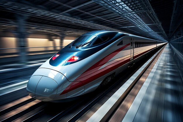 Trem de alta velocidade em uma estação moderna imagem de renderização 3D