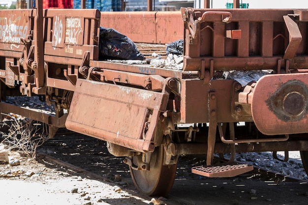 trem de carga antigo, detalhes de máquinas de metal