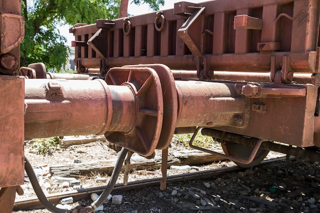 trem de carga antigo, detalhes de máquinas de metal