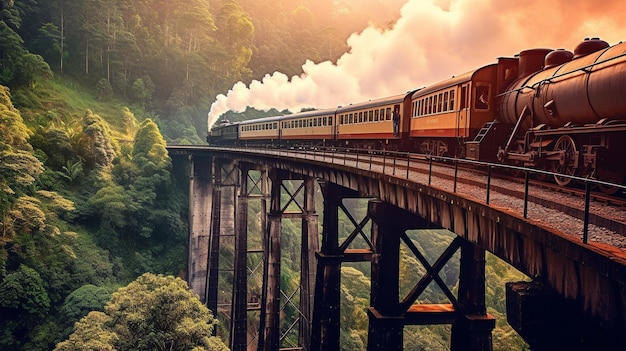 Foto trem de fluxo em locomotiva antiga de ferrovia