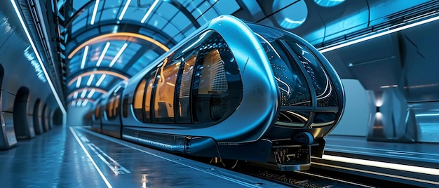 tren bala futurista en el ferrocarril en movimiento