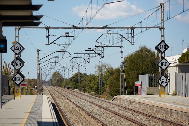 El tren se detiene en la estación de tren local.