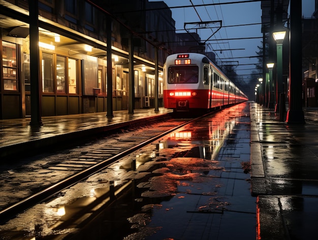 el tren es rojo y blanco