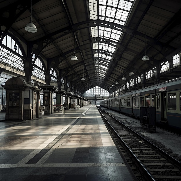 Un tren está en la estación y el número 1 está en el frente.